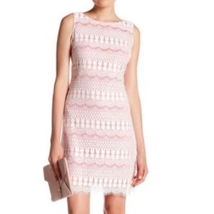 Eliza J Lace Ivory & Peach Lace Overlay Formal Sleeveless Dress Sz 2